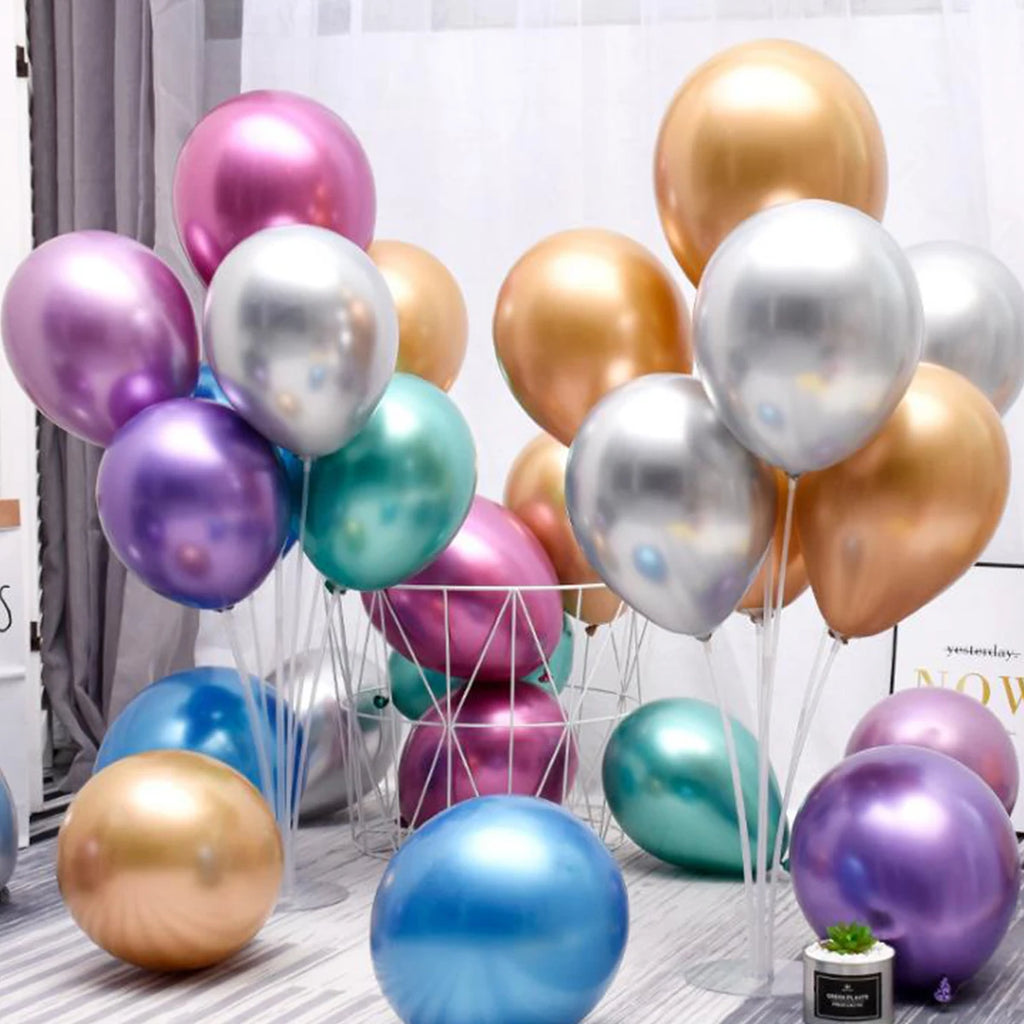 50Pcs Balloons Metallic Thick Chrome Shiny Latex Happy Birthday Wedding Party Toy Decor