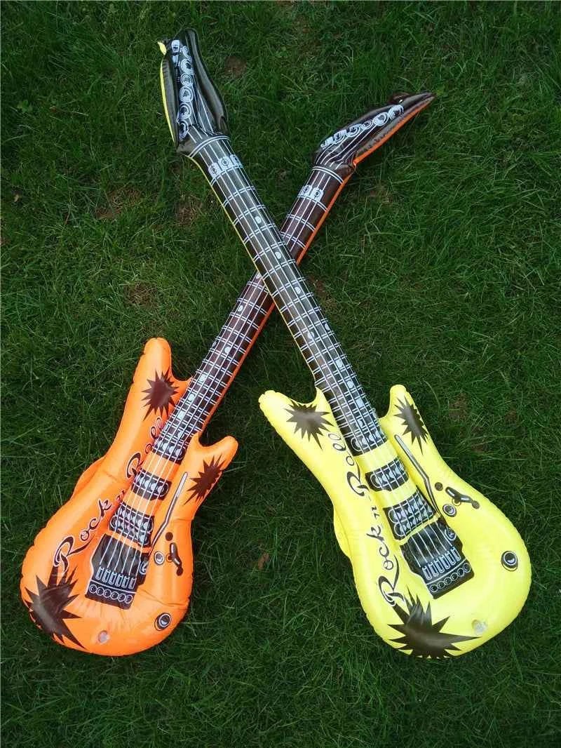 95cm Inflatable Guitar PVC Stage Props Children 's Simulation Inflatable Musical Instrument Explosion Inflatable Toys
