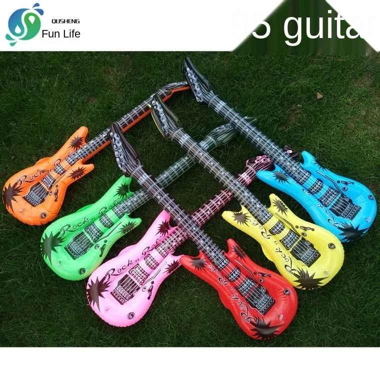 95cm Inflatable Guitar PVC Stage Props Children 's Simulation Inflatable Musical Instrument Explosion Inflatable Toys