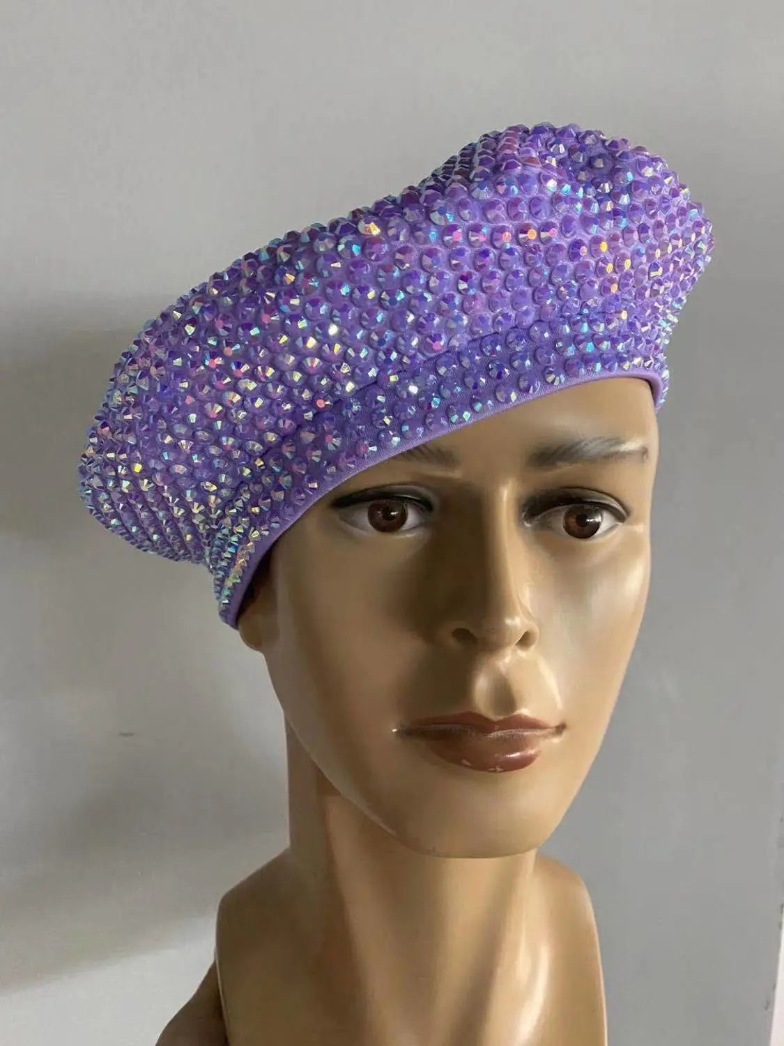 Full Rhinestone Embellished Glamour Beret Hat Stage Accessory