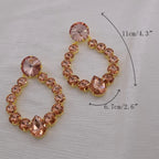 Sparkly Glass Crystal Oval Statement Drop Earrings Drag Queen Stage Jewelry
