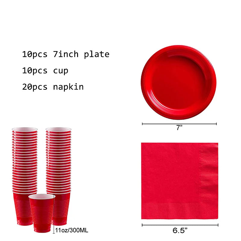 Wedding Party Red Color Party Disposable Party Tableware Cups Plates For Anniversaire Birthday Party Decorations Adult Supplies - Big Tim's Magic Emporium