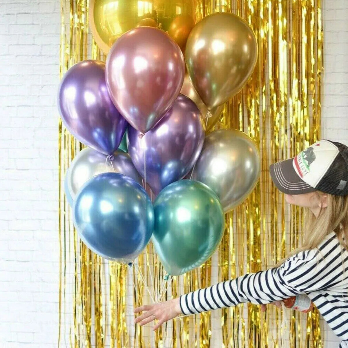 50Pcs Balloons Metallic Thick Chrome Shiny Latex Happy Birthday Wedding Party Toy Decor