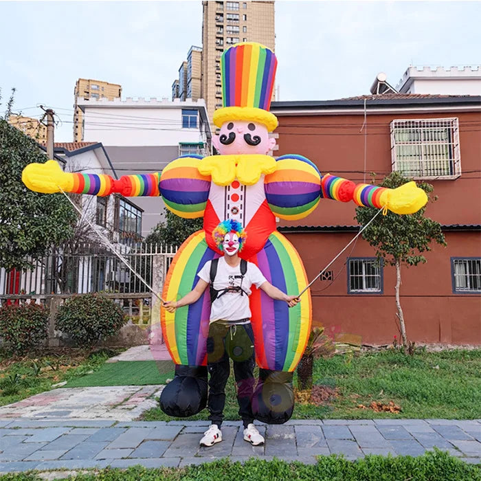 Global Hot Selling Parade Props Walking Colorful Blow up Cartoon Inflatable Clown Puppet Costume