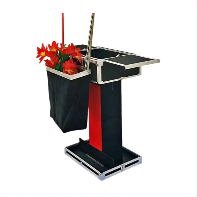 Magic Prop Carrying Case & Fold-up Table Base Folding Table with Bag for Magicians Metal Close-up Magic