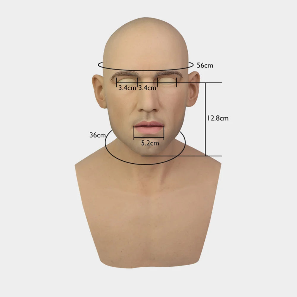 Artificial Silicone Male Mask Real Silicon Young Man Head for Human Face Cosplay Crossdressing Party Transgender Movie