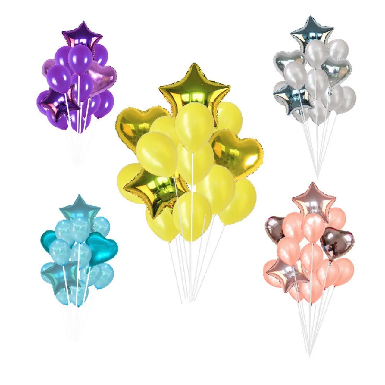 14pcs Stars Foil Confetti Balloons 18inch Sequined Balloon Set for Party Holiday Decorations