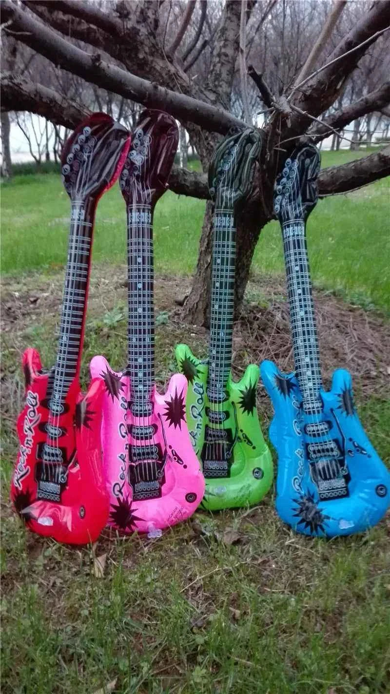 95cm Inflatable Guitar PVC Stage Props Children 's Simulation Inflatable Musical Instrument Explosion Inflatable Toys