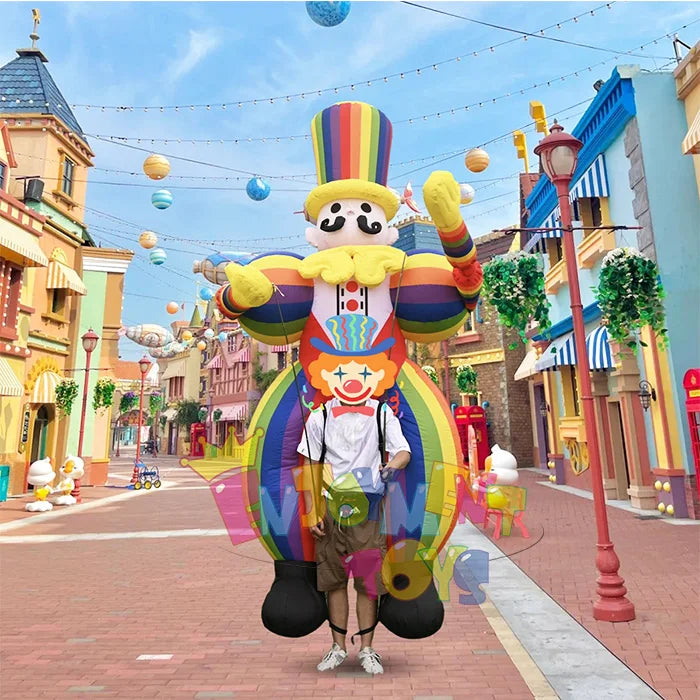 Global Hot Selling Parade Props Walking Colorful Blow up Cartoon Inflatable Clown Puppet Costume