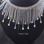 5YDS Crystal AB Rhinestone Fringe Trim 3.1" Tassel Applique Sew-On Stage Costume Border