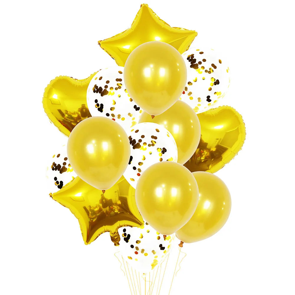 14pcs Stars Foil Confetti Balloons 18inch Sequined Balloon Set for Party Holiday Decorations
