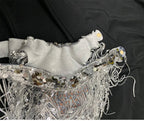 Silver Sequin Tassel Halter Bra & Shorts Stage Performance Set