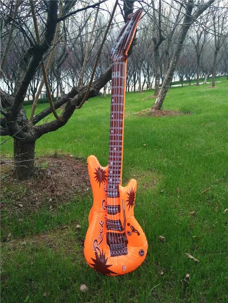 95cm Inflatable Guitar PVC Stage Props Children 's Simulation Inflatable Musical Instrument Explosion Inflatable Toys