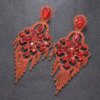 Sparkly Glass Crystal Statement Drop Earrings Stage Performance Jewelry