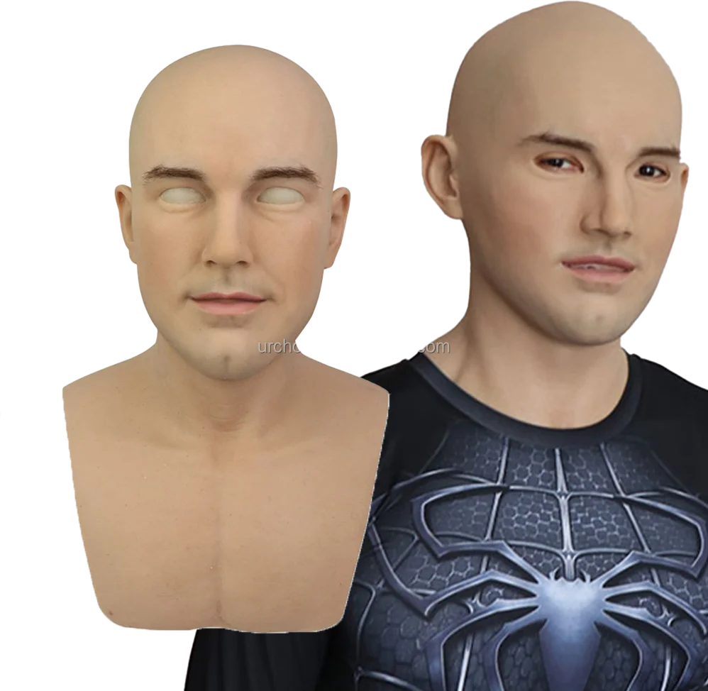 Urchoice  Customized Head Cover Make-up Silicone Male Mask for Crossdresser Cosplay Costume Drag Queen Party