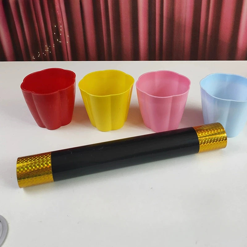 1Set Magic Wand Turns Into Four Flower Cane to Flowers Magic Tricks Stage Wand Magia Mentalism Illusion Gimmick Props Magician