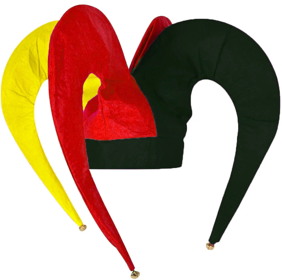 Jester Clown Hat with Bells Soft Felt Festival Hat Adult Funny Clown Costume Hat for Halloween Carnival Party Cosplay Props