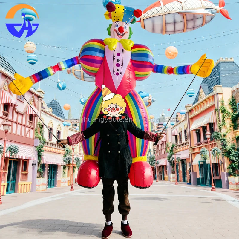 Outdoor Super Circus Joker Inflatable Clown Model Puppet Light Oxford Cloth, Durable Suitable for Parades Advertising Equipment