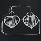 Dazzling Heart Crystal Bra Chain & Thong Bikini Body Jewelry Set
