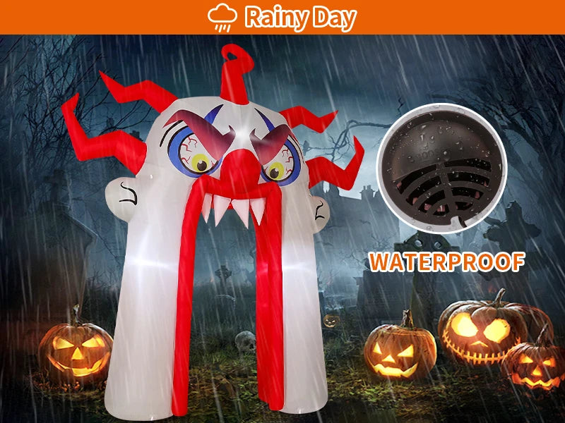 GOOSH 12.8 FT Halloween Inflatables Clown Archway Indoor & Outdoor Party Decor Built-in LEDs for Garden Lawn Yard Decorations