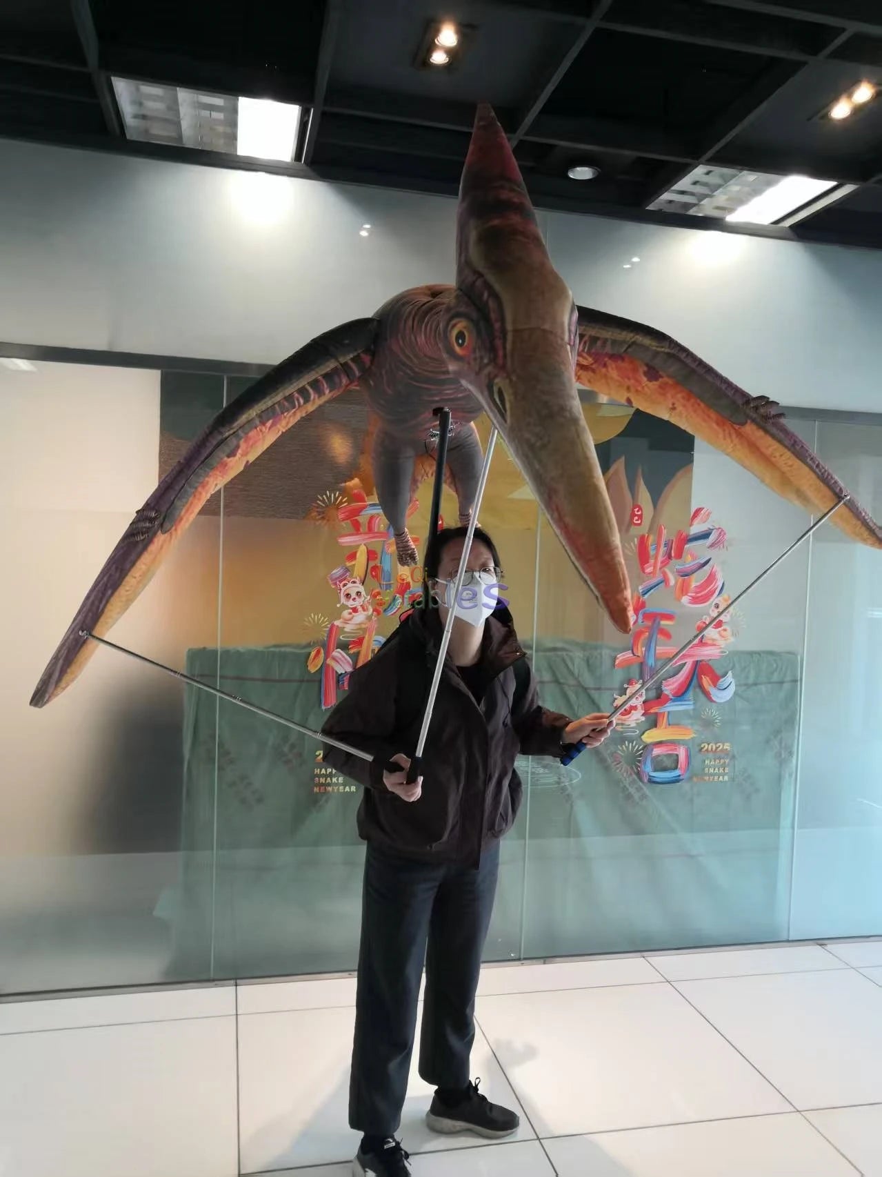 Outdoor Carnival Parade Inflatable Dinosaur Puppet Led Lighted air Blow up Pterosaur Puppet for Events