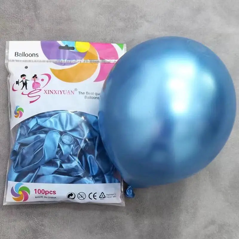 Party Balloons Arches 12 Inch Chrome Metallic Colorful Latex Balloons Decorations for Wedding Birthday Decoration Supplies