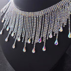 5YDS Crystal AB Rhinestone Fringe Trim 3.1" Tassel Applique Sew-On Stage Costume Border