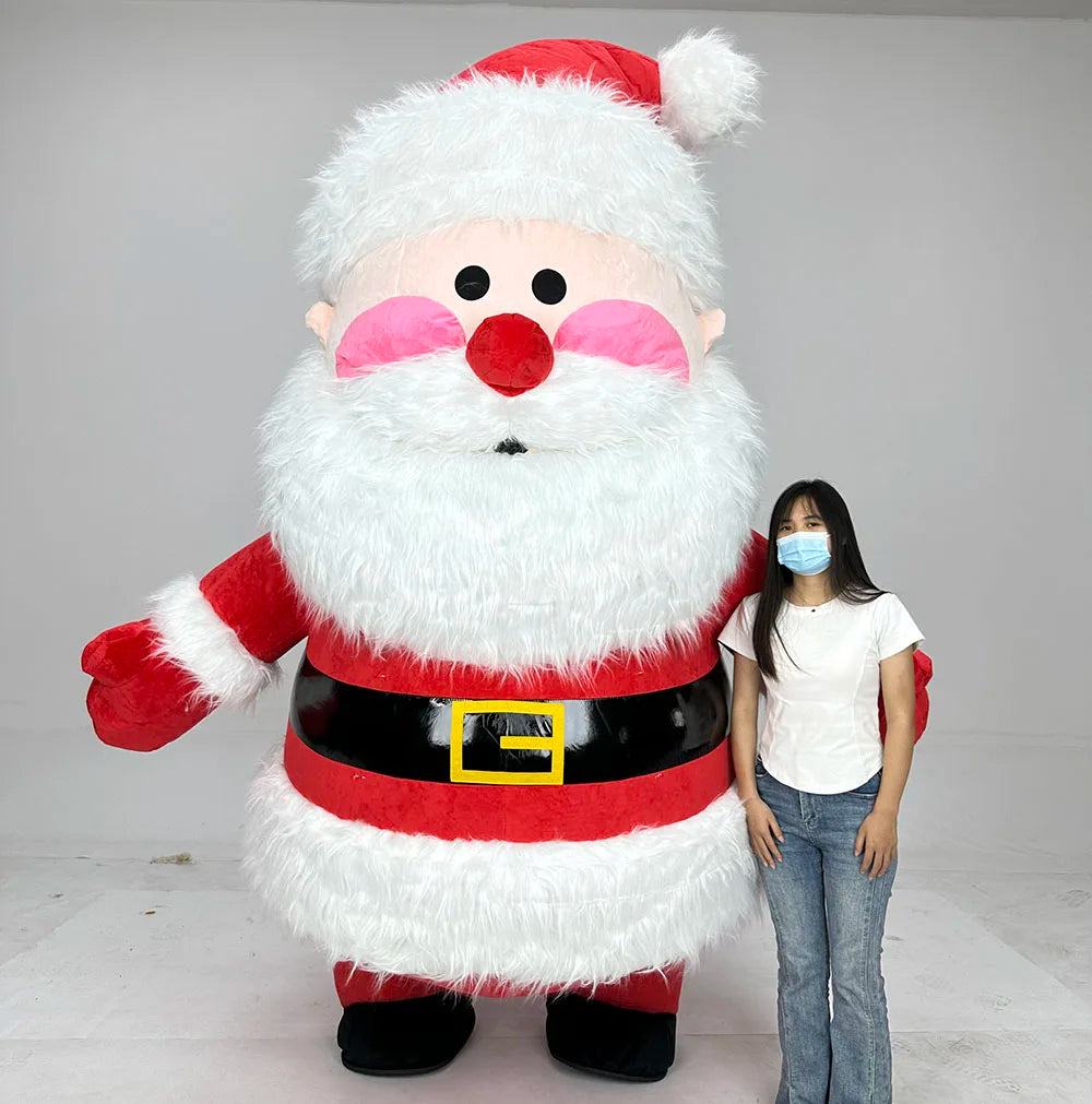 2/2.6m Santa Claus Inflatable Mascot Wearable Plush Costume for Parties Carnivals Funny Holiday
