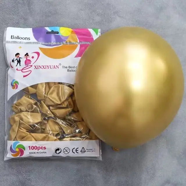 Party Balloons Arches 12 Inch Chrome Metallic Colorful Latex Balloons Decorations for Wedding Birthday Decoration Supplies