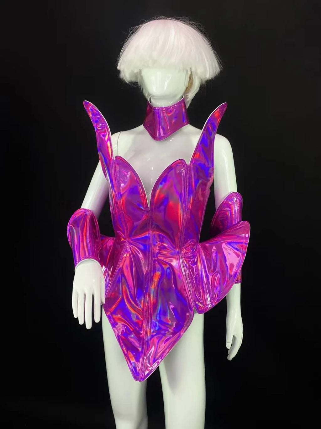 Laser Stage Costume Nightclub DJ Singer Future Technology Performance Clothes Leather Irregular Bodysuit Dress Show Rave Outfits