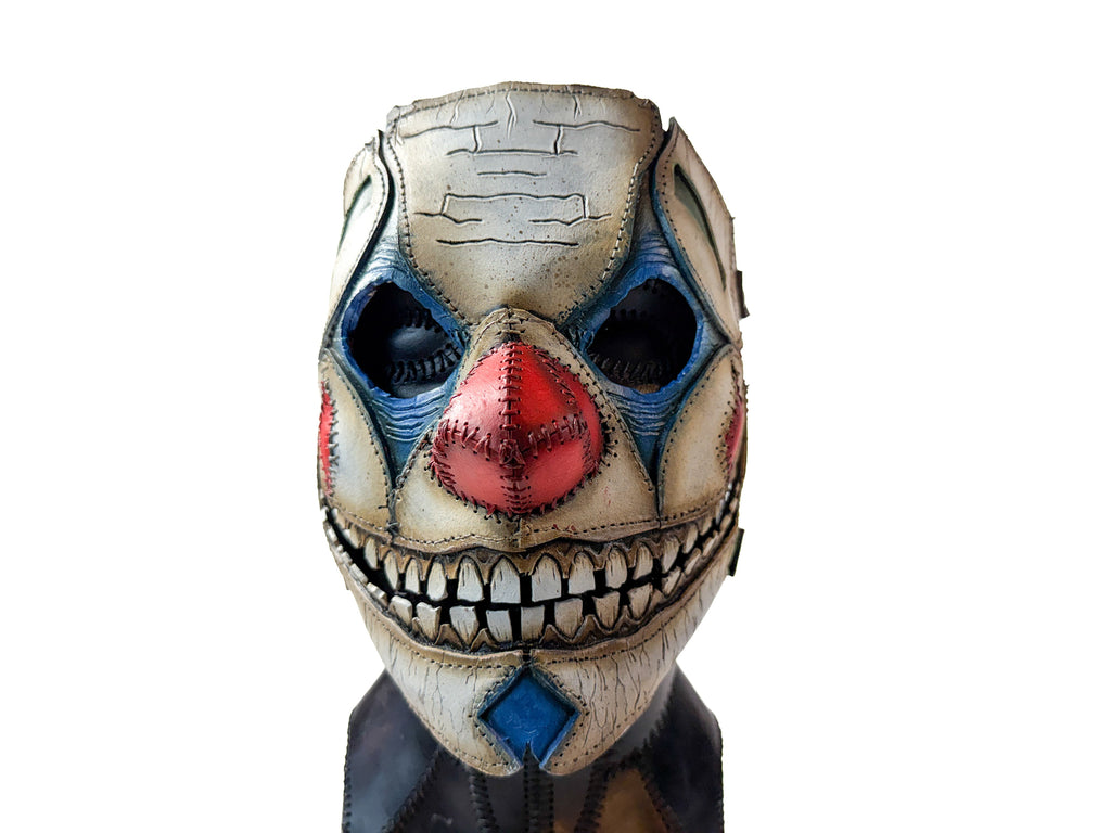 Genuine Leather Mask - Toy Clown - Thick Straps w Velcro Included - Wide Mouth Edition by Rockwell Masks