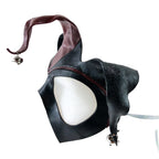 Handmade Genuine Leather Jester Mask in Red and Black with Silver Bells by Rockwell Masks