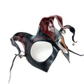 Handmade Genuine Leather Jester Mask in Red and Black with Silver Bells by Rockwell Masks