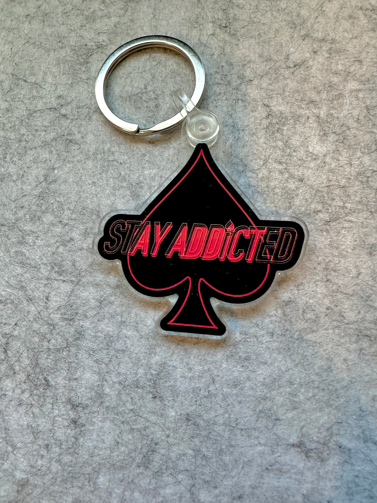 Spade Keychain Stay Addicted by Card-Addiction.com
