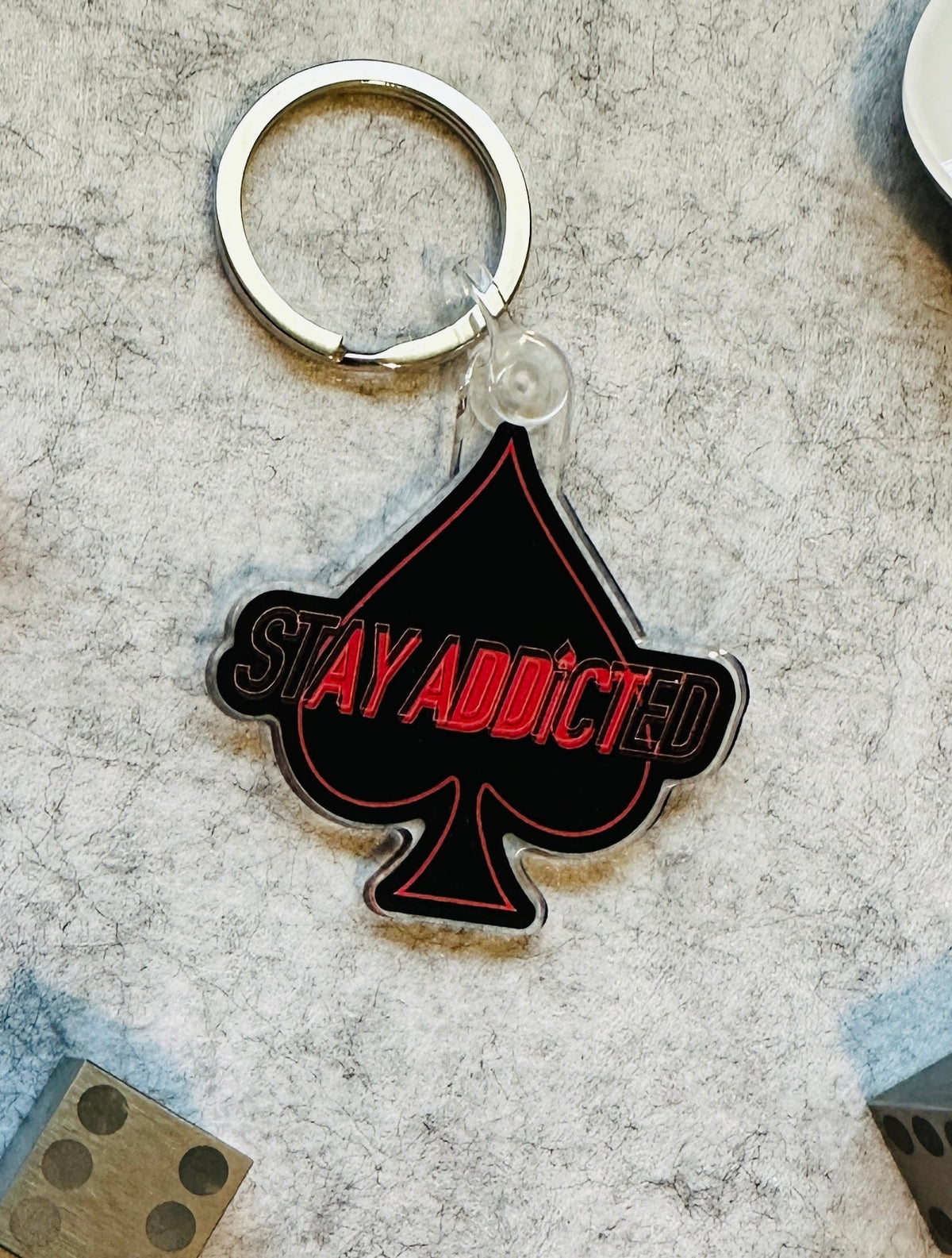 Spade Keychain Stay Addicted by Card-Addiction.com