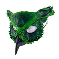 Layered Horned Owl Handmade Genuine Leather Mask in Green by Rockwell Masks