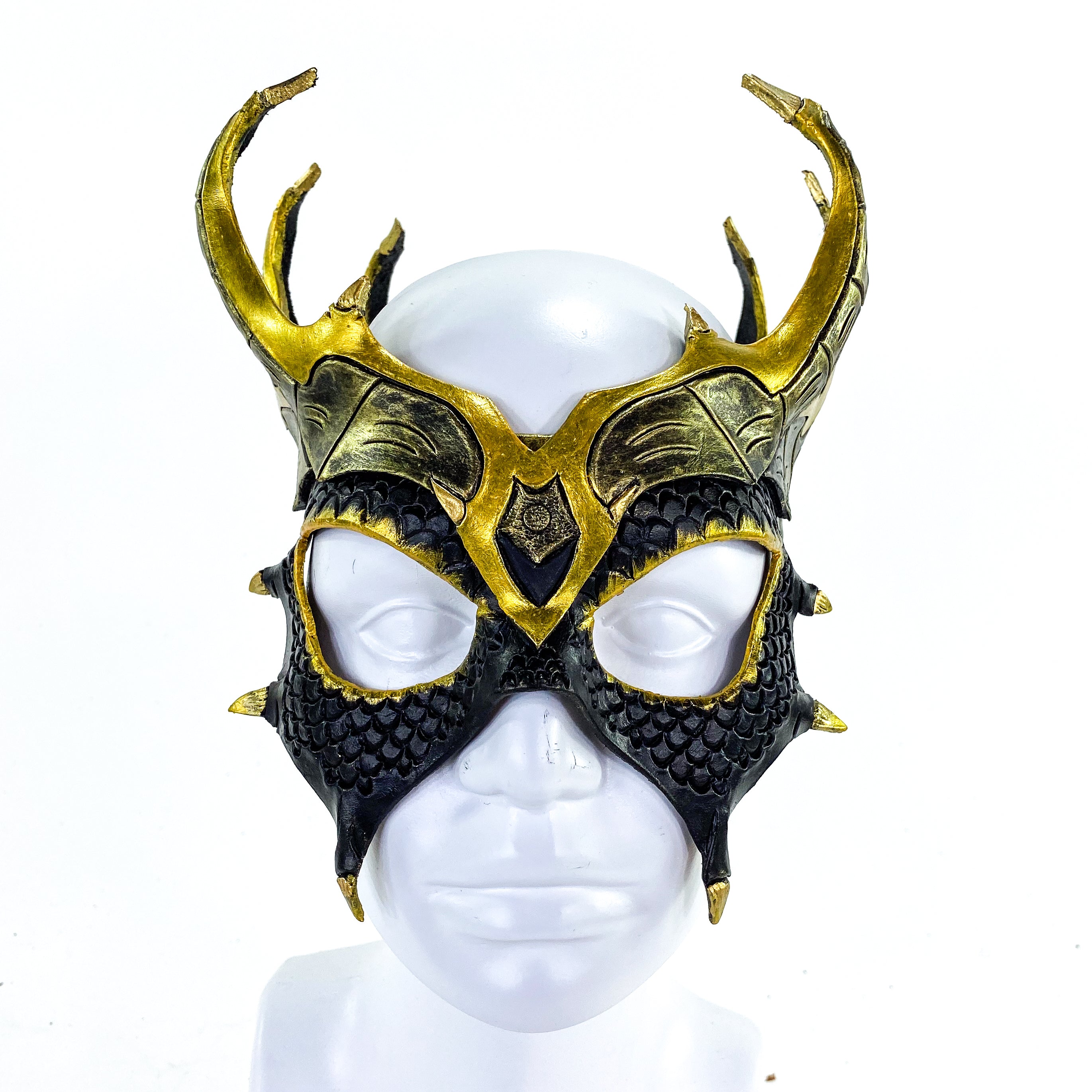 Dragon Crown Eye Mask - Handmade Genuine Leather - Masquerade, Halloween or Cosplay Costume by Rockwell Masks