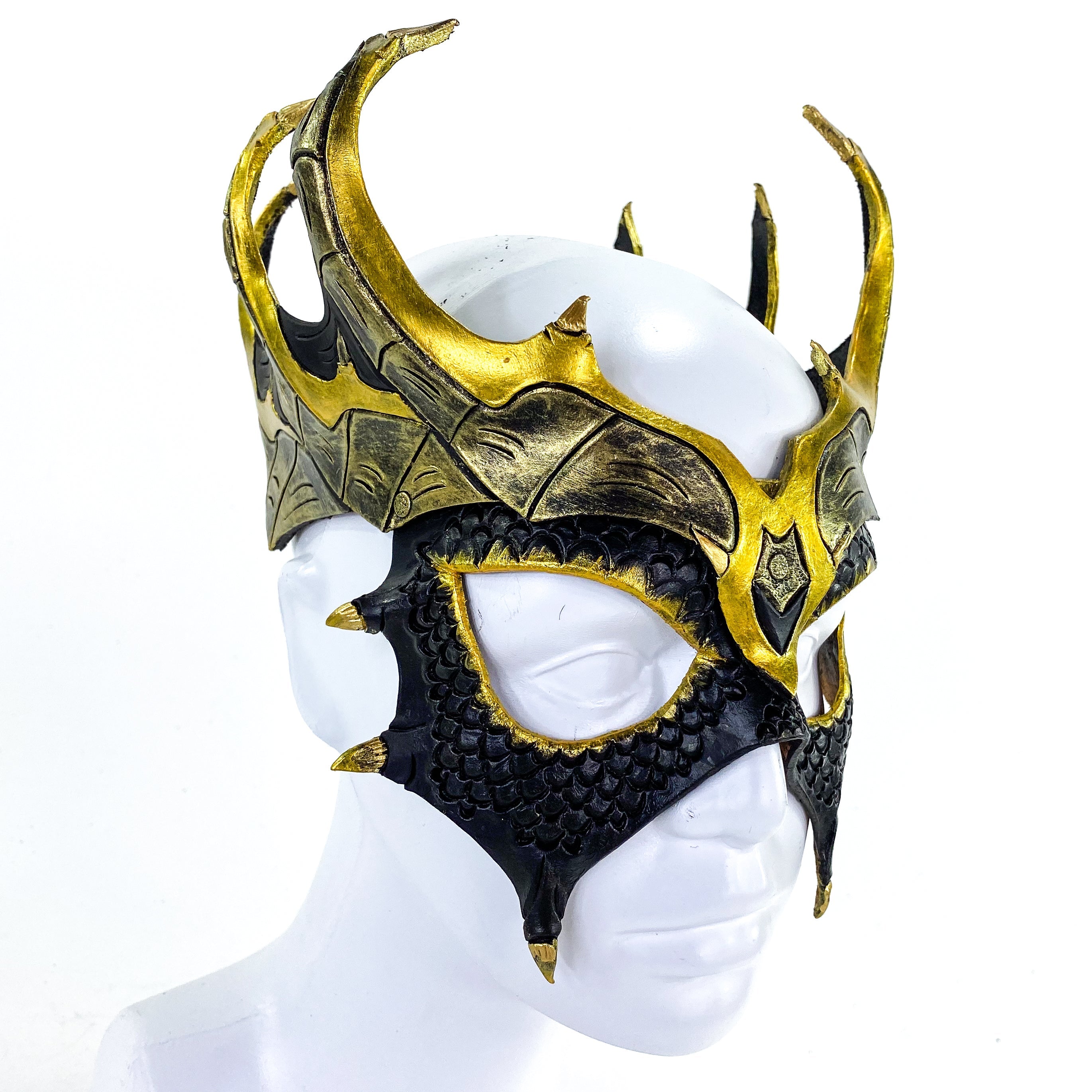Dragon Crown Eye Mask - Handmade Genuine Leather - Masquerade, Halloween or Cosplay Costume by Rockwell Masks