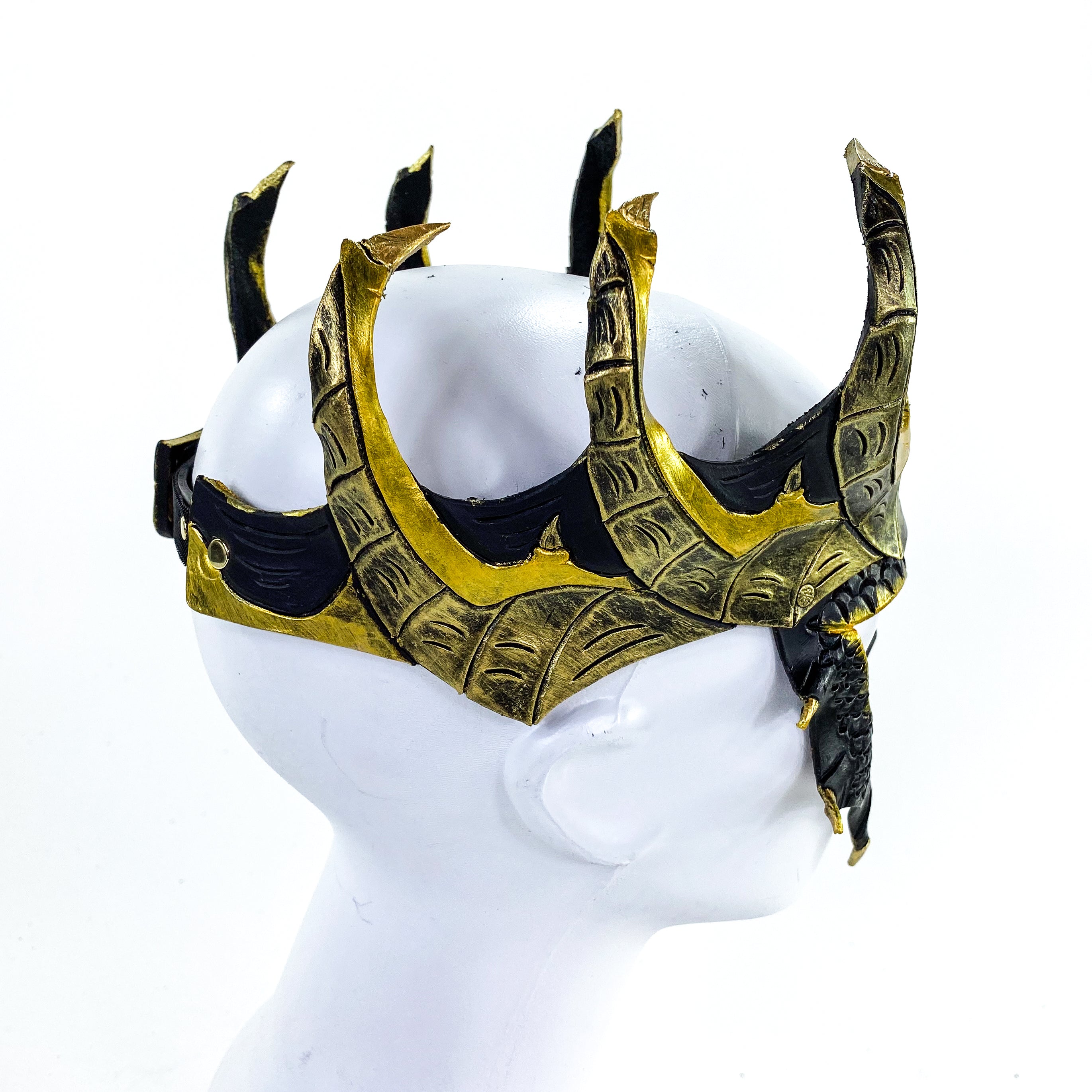 Dragon Crown Eye Mask - Handmade Genuine Leather - Masquerade, Halloween or Cosplay Costume by Rockwell Masks