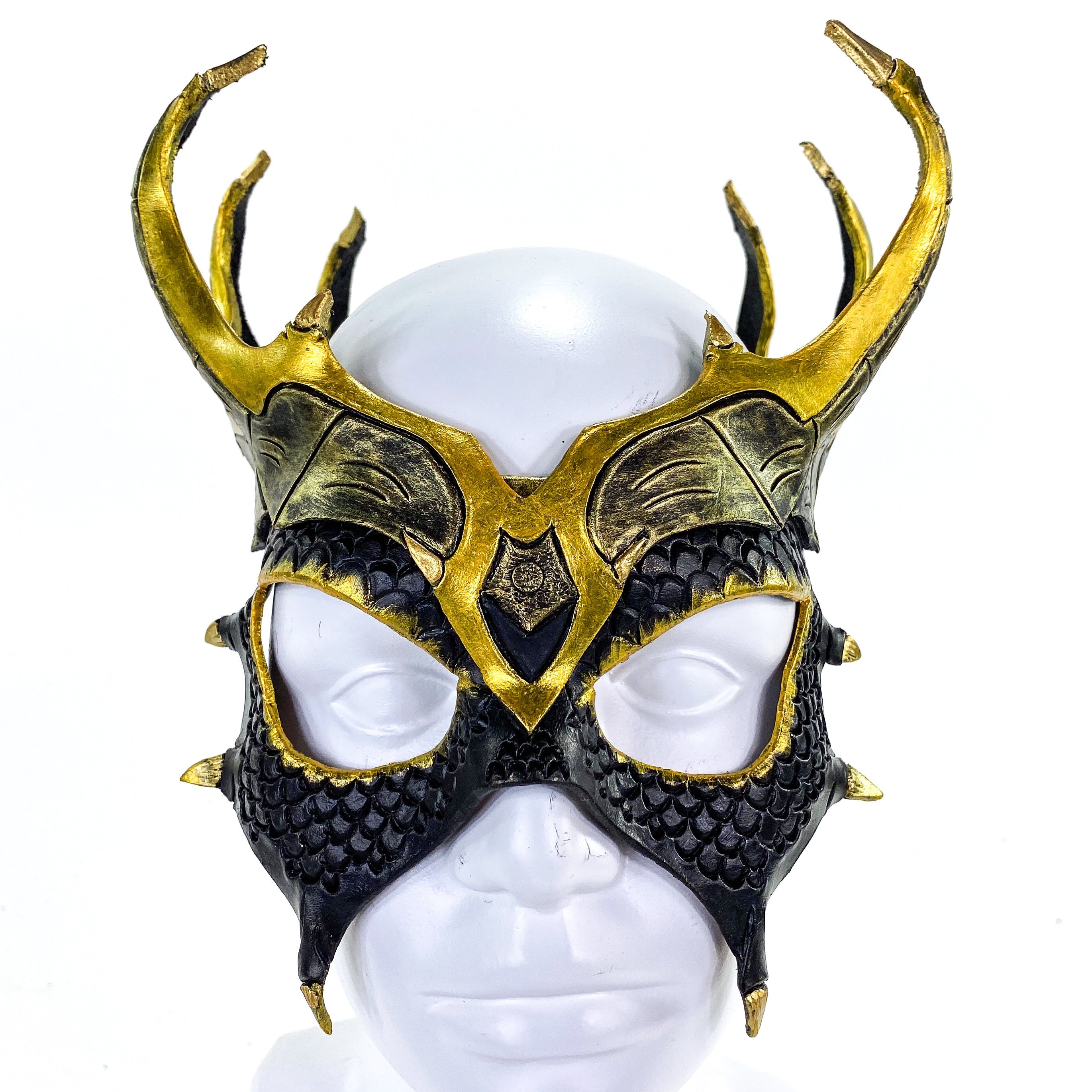 Dragon Crown Eye Mask - Handmade Genuine Leather - Masquerade, Halloween or Cosplay Costume by Rockwell Masks