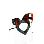 Handmade Genuine Leather Jester Mask in Red and Black With Tibetan Style Bronze Bells by Rockwell Masks