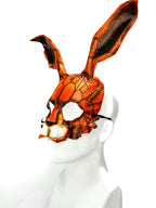 In Stock - Geometric Bunny Leather Mask in Sienna by Rockwell Masks