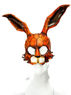 In Stock - Geometric Bunny Leather Mask in Sienna by Rockwell Masks