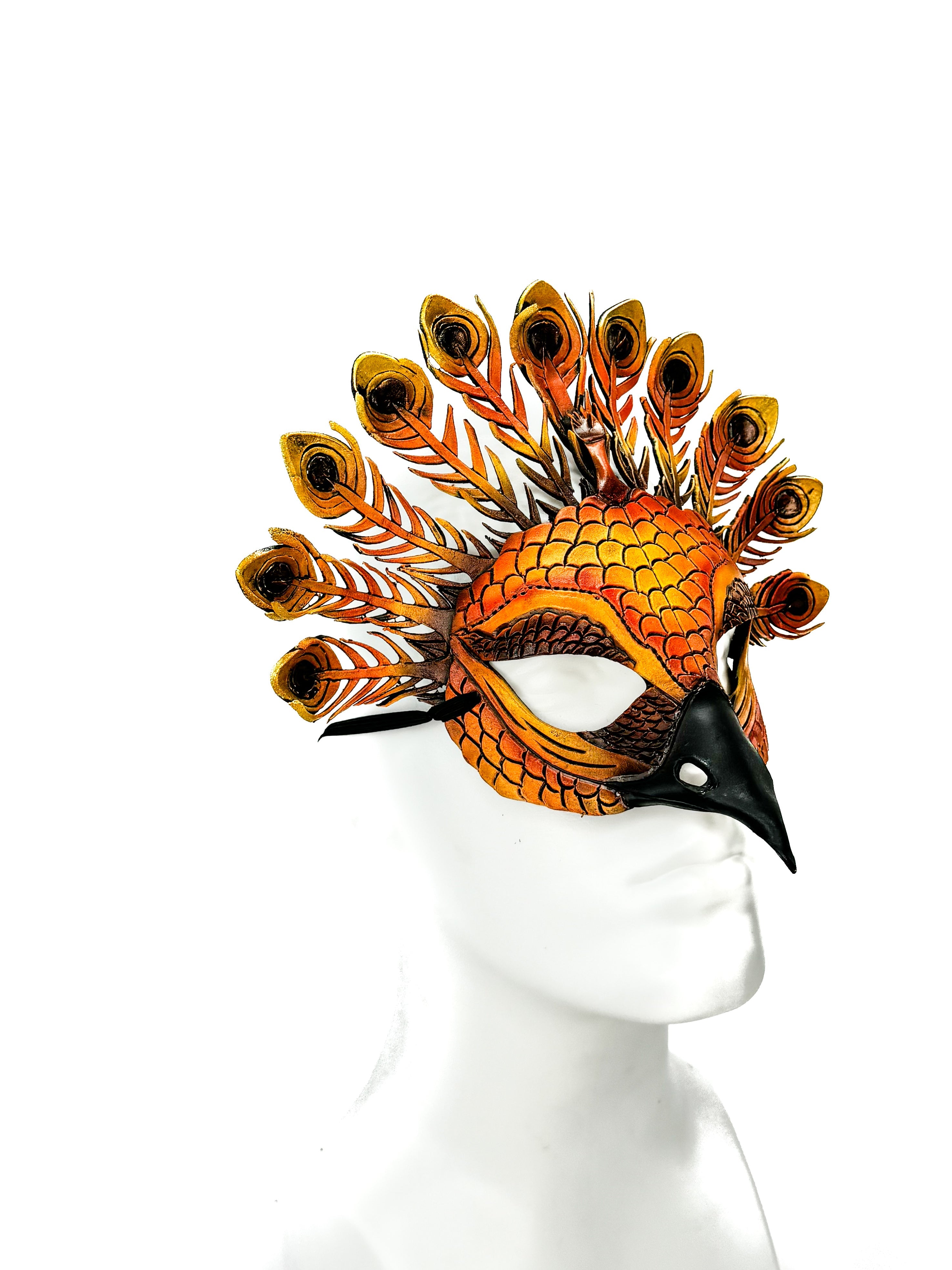 Sienna Peacock Handmade Genuine Leather Mask by Rockwell Masks