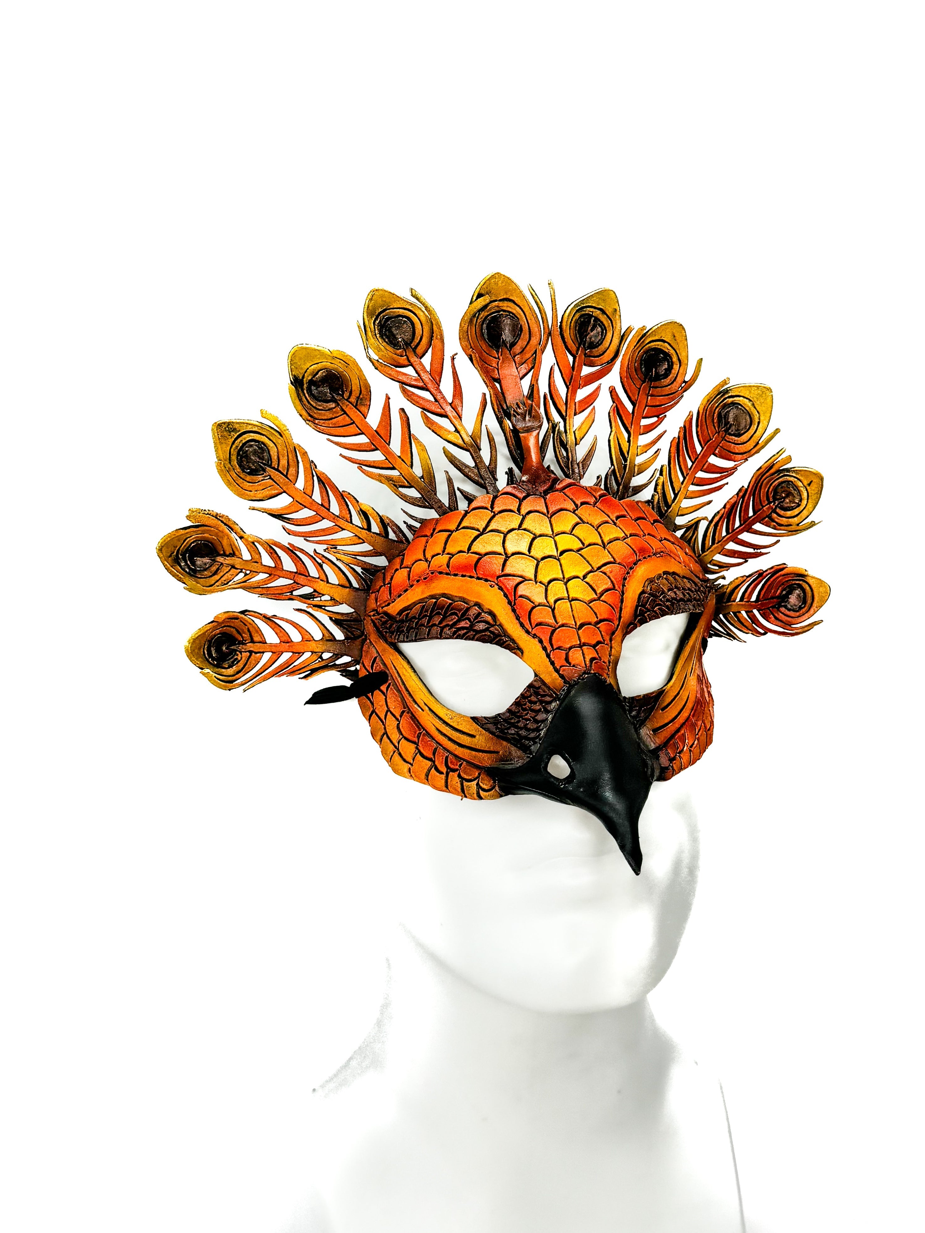 Sienna Peacock Handmade Genuine Leather Mask by Rockwell Masks