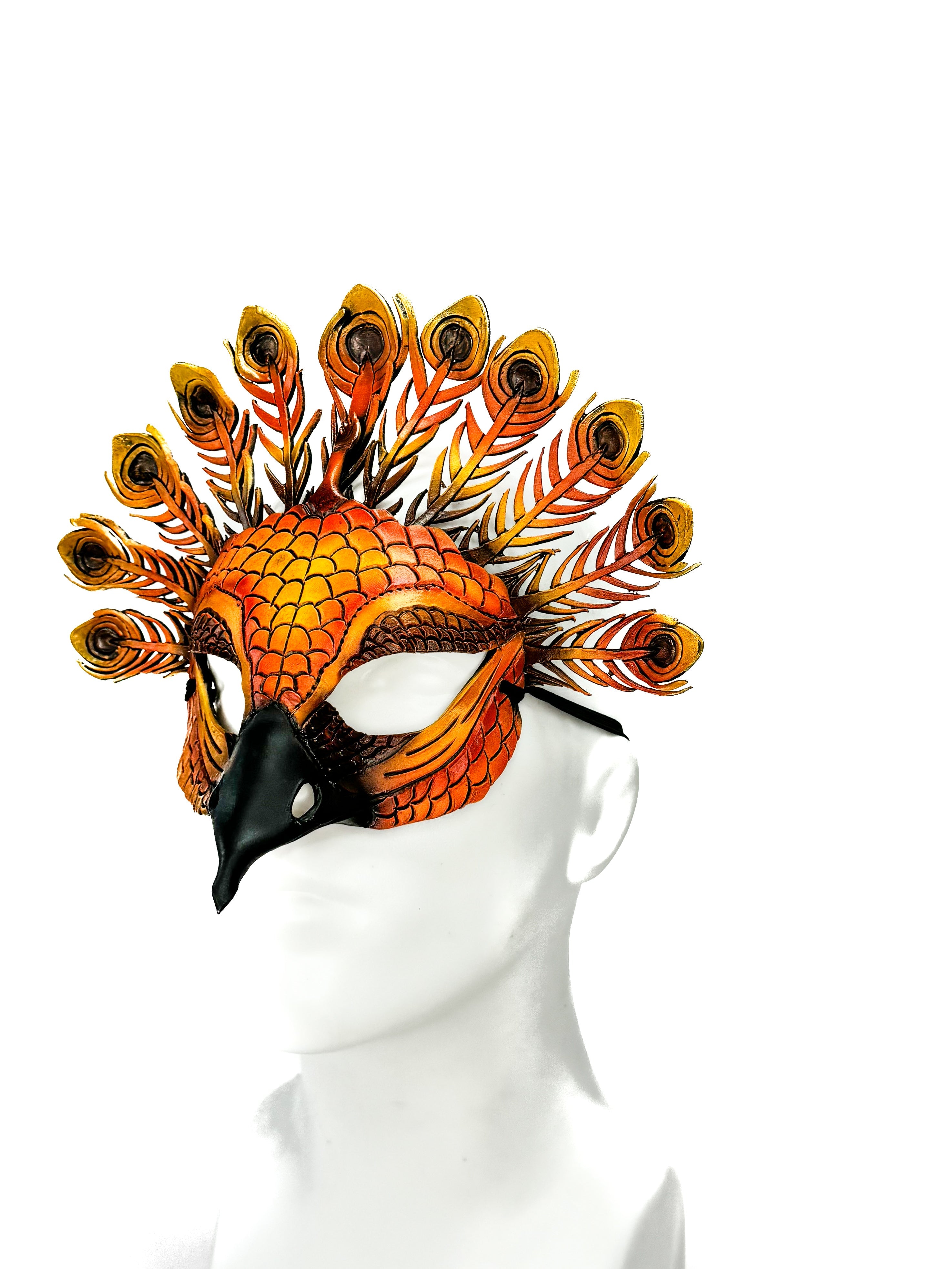 Sienna Peacock Handmade Genuine Leather Mask by Rockwell Masks