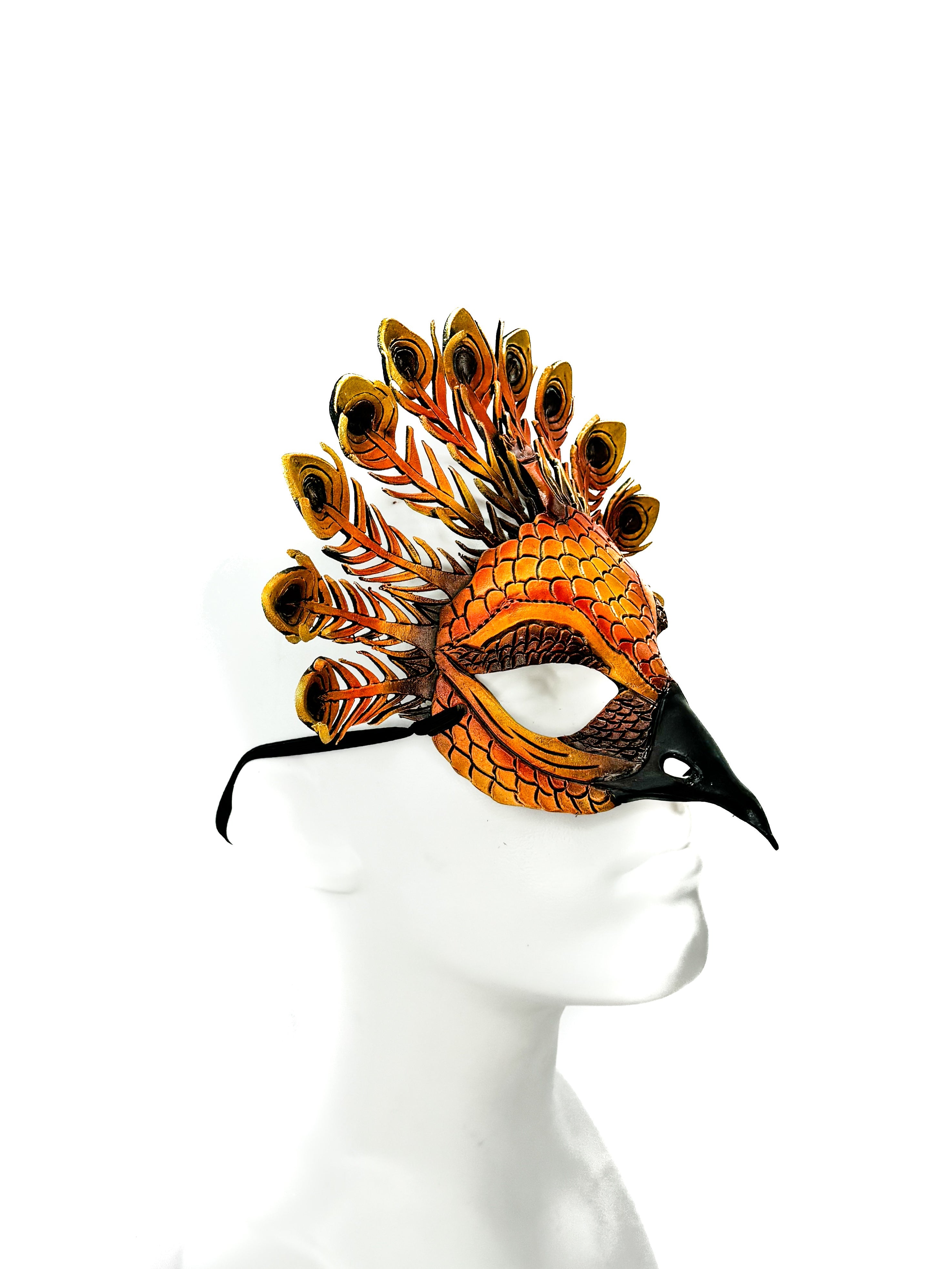 Sienna Peacock Handmade Genuine Leather Mask by Rockwell Masks