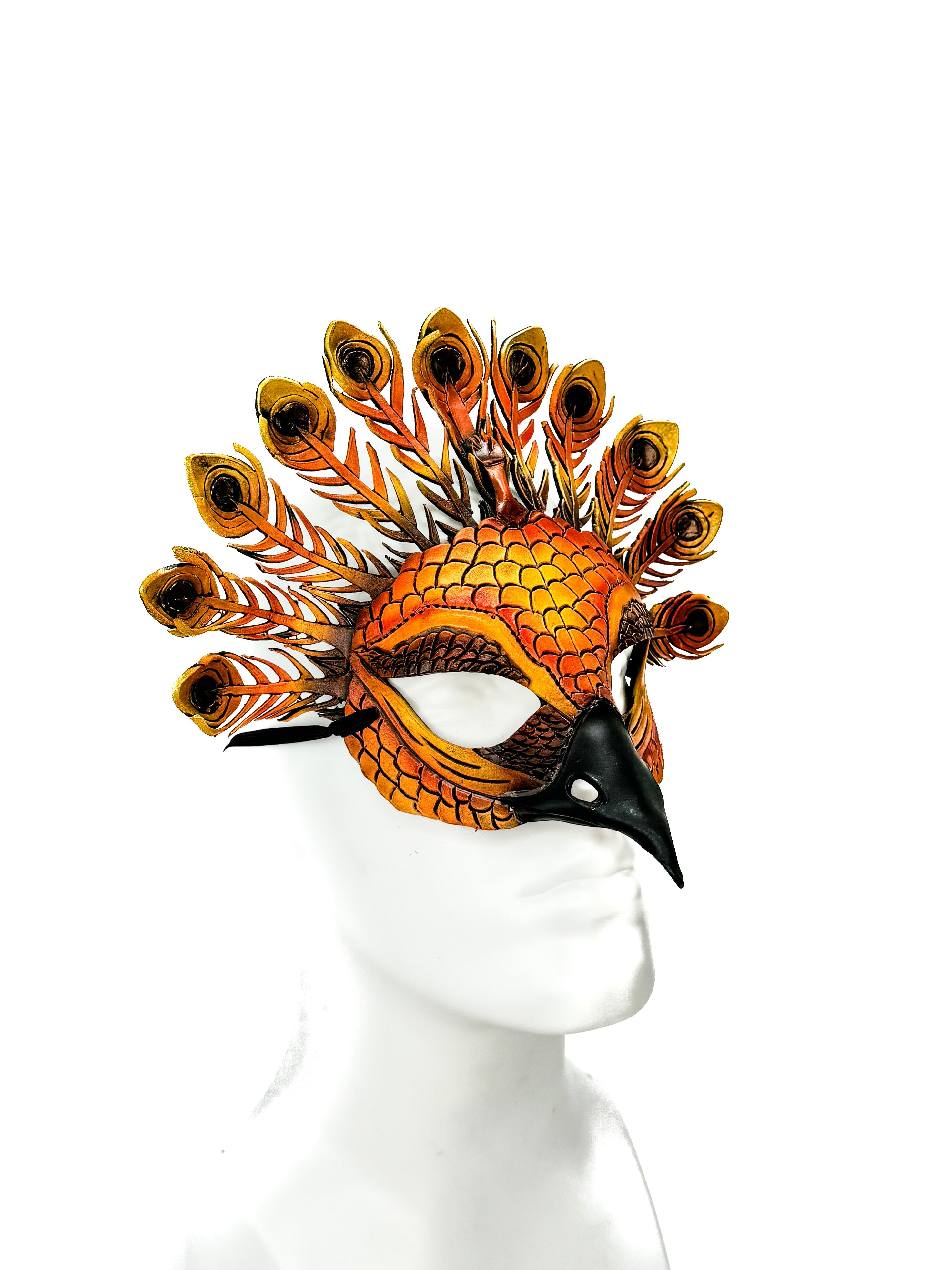 Sienna Peacock Handmade Genuine Leather Mask by Rockwell Masks