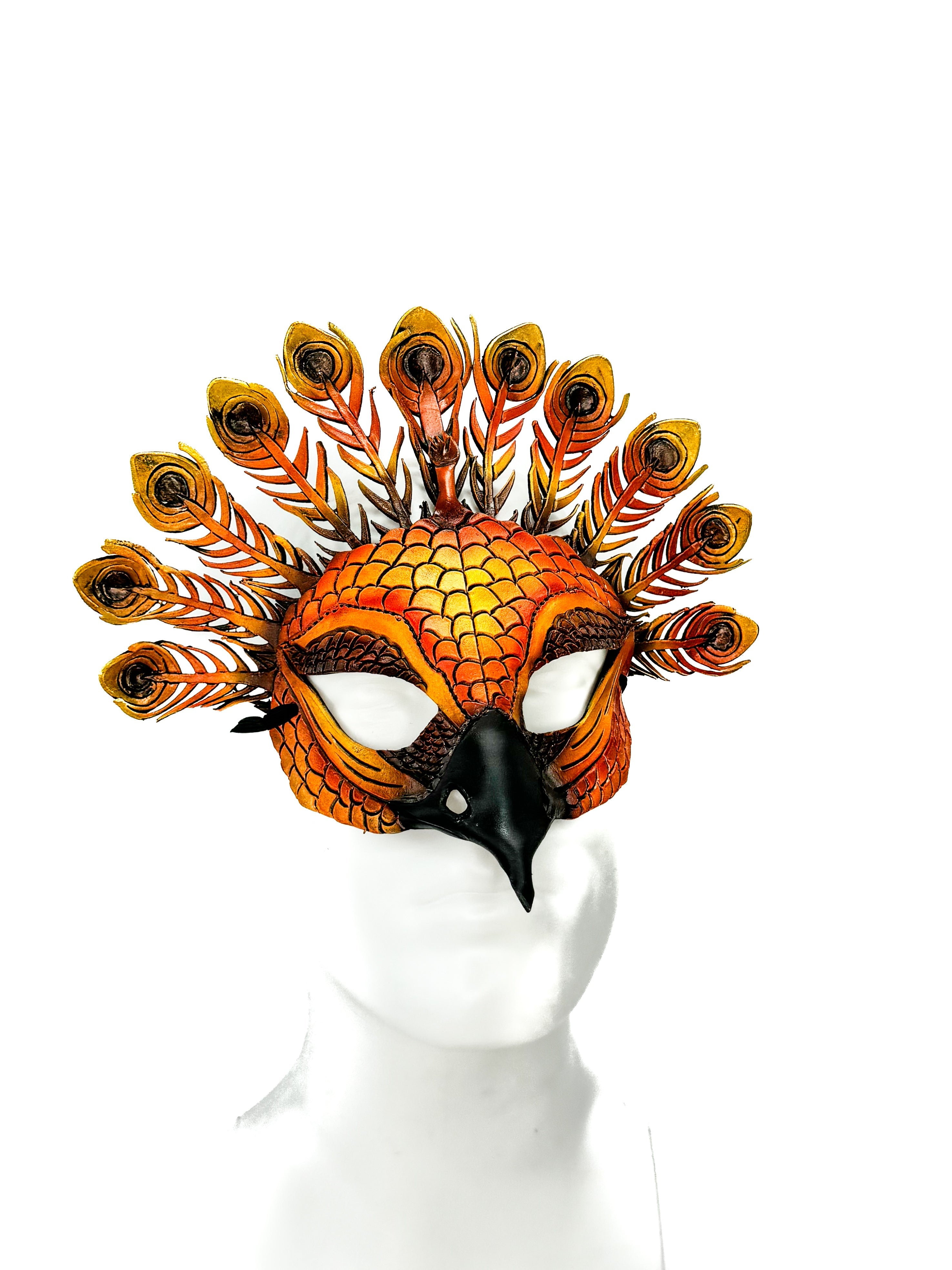 Sienna Peacock Handmade Genuine Leather Mask by Rockwell Masks