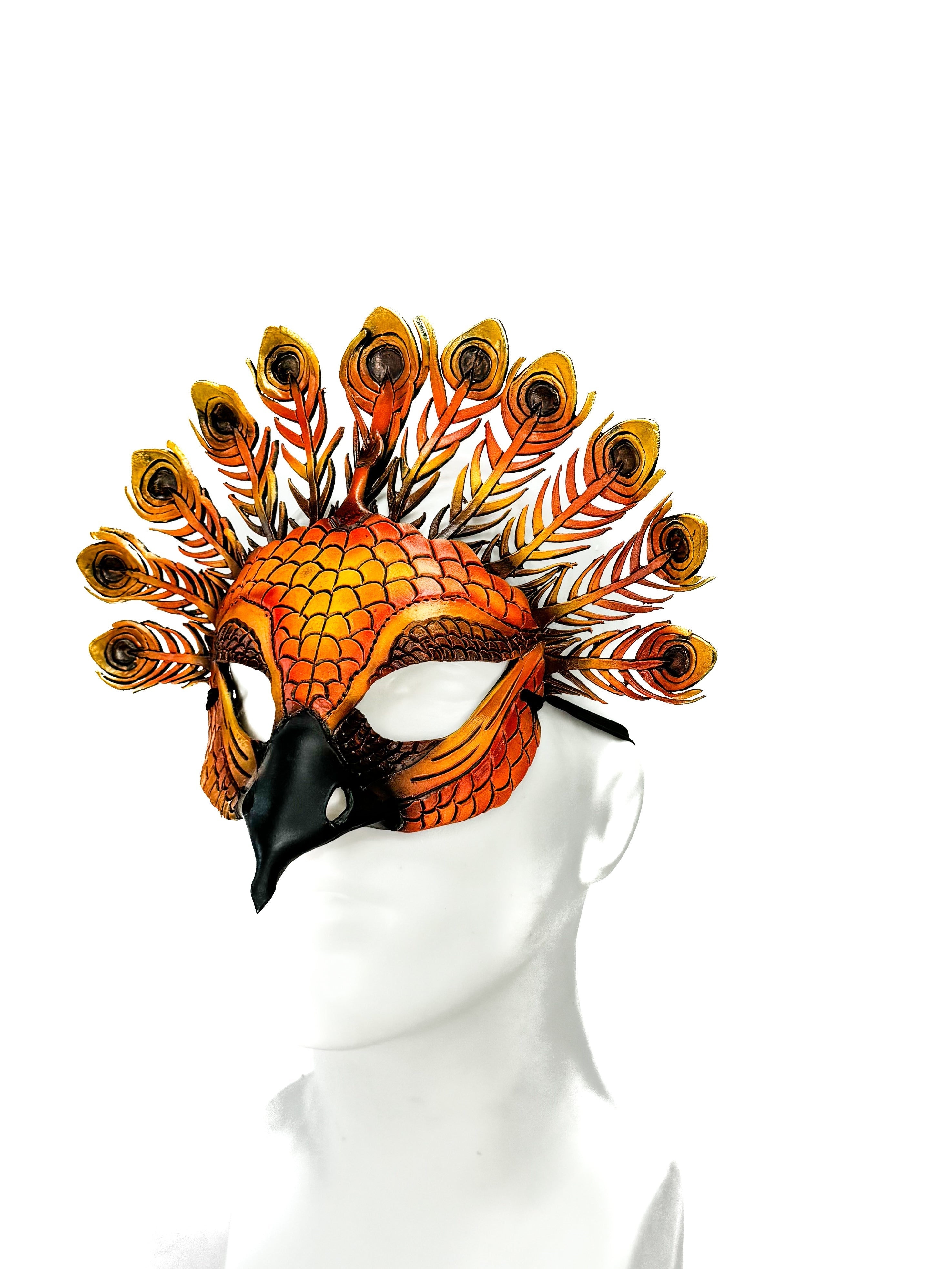 Sienna Peacock Handmade Genuine Leather Mask by Rockwell Masks